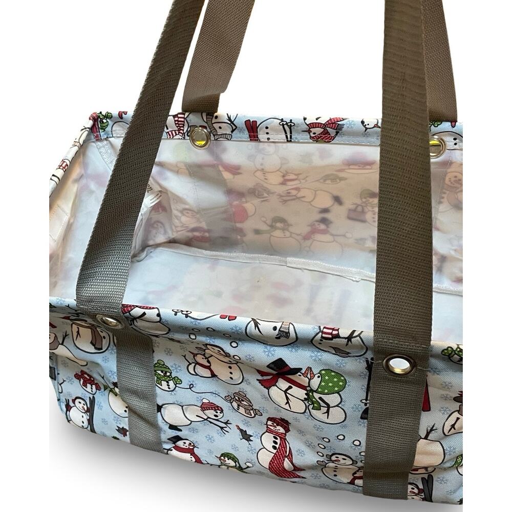 Thirty-One Small Utility Tote Snow Daze Snowman Blue Snowflake Organizer Bag 31 - Picture 9 of 12